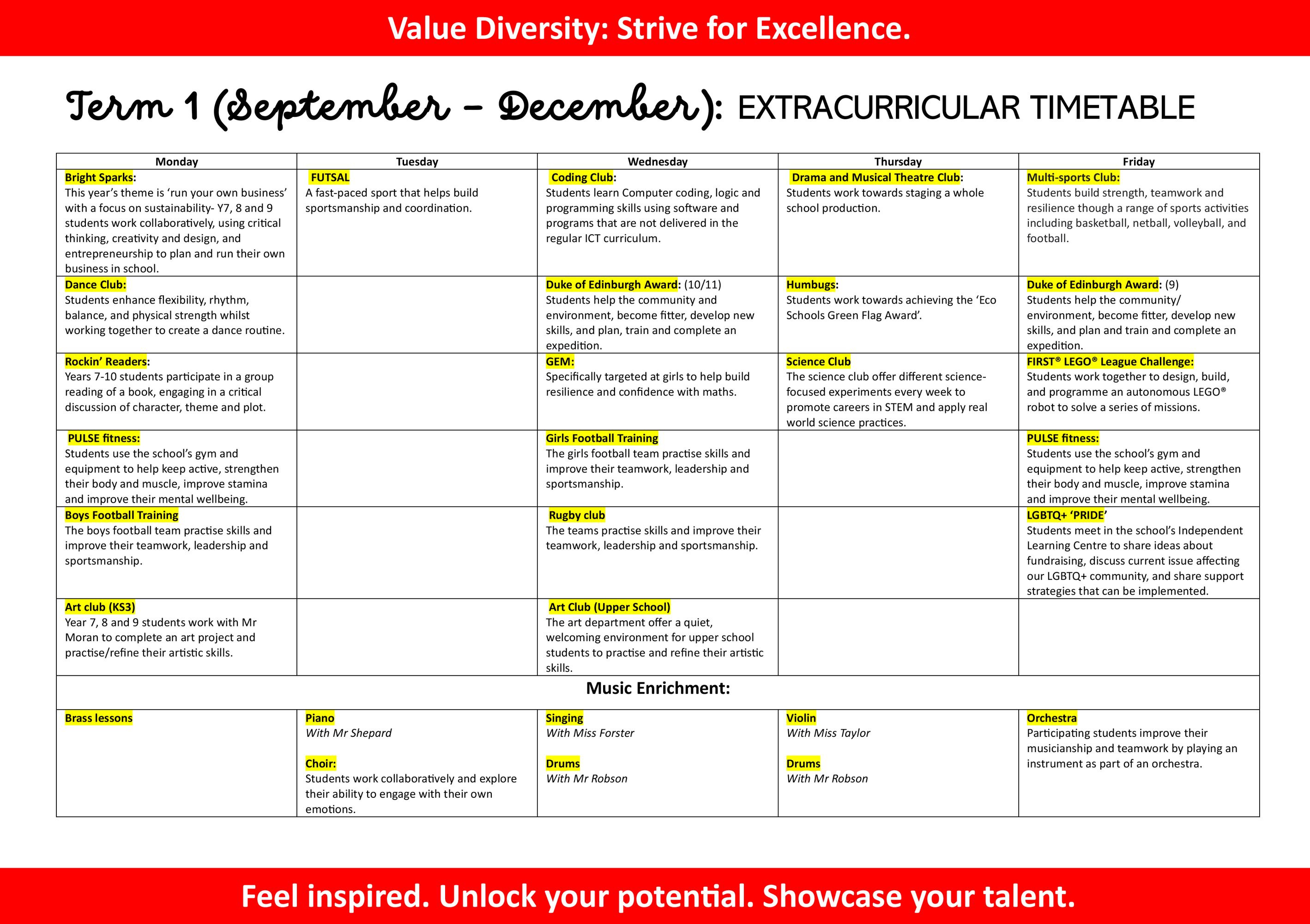 Enrichment Calendar 2024 2025 2