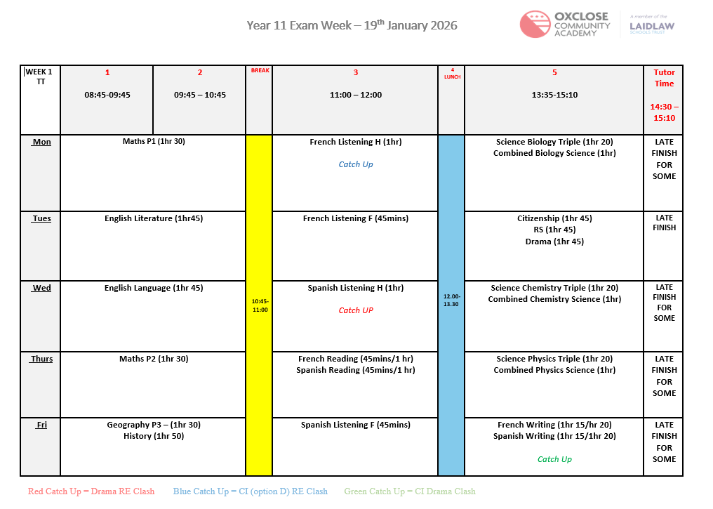Year 11 Exam Week Jan 2026
